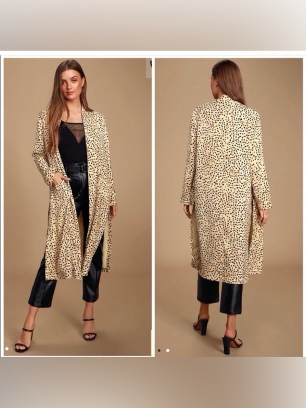 Cupcakes and Cashmere Duster Kimono Cheetah Animal Print Women’s L - Picture 2 of 8